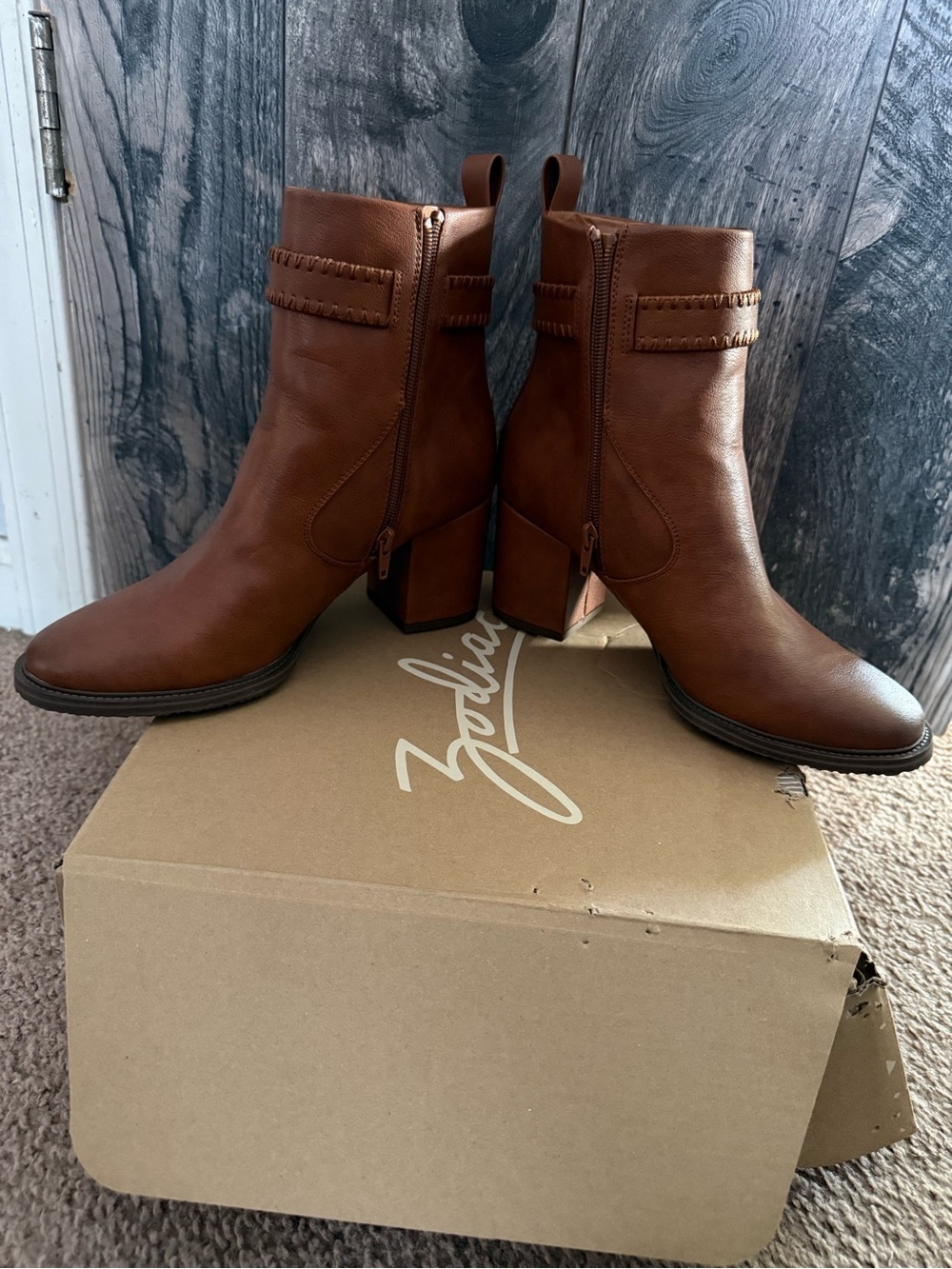 Women's Brown Leather Ankle Boots - Classic Pull-On Style - Picture 4 of 6